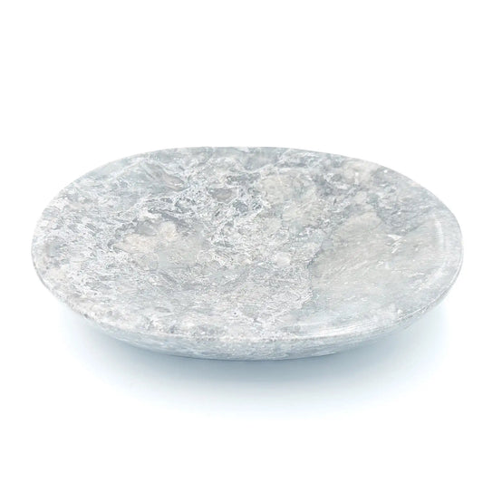 Marble tray / soap dish, oval, gray