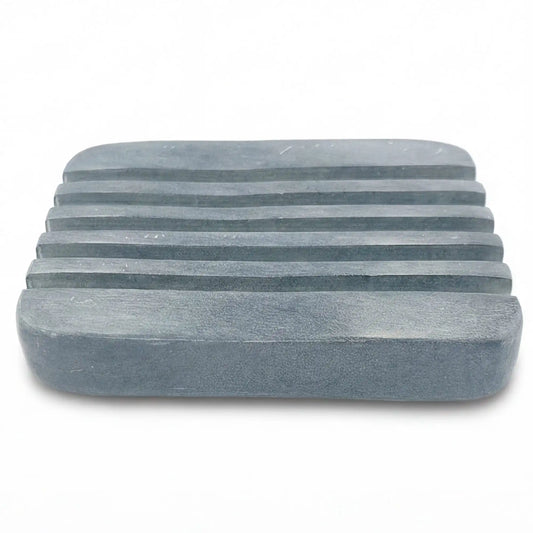 Grey soapstone tray / soap dish, with grooves
